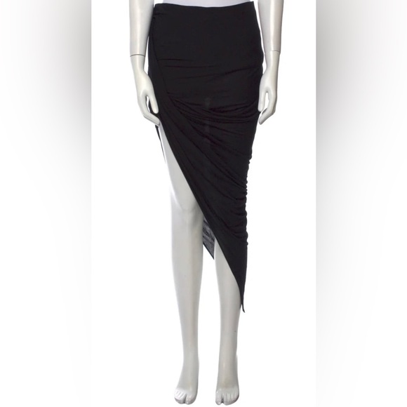 Helmut Lang Black Draped Asymmetric Midi Skirt - Picture 4 of 12